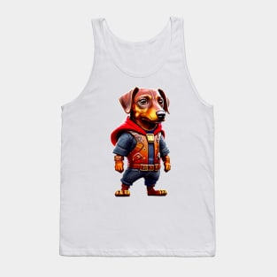 Mighty Dachshund: Adorable Dog in Thunder God Costume Tank Top
